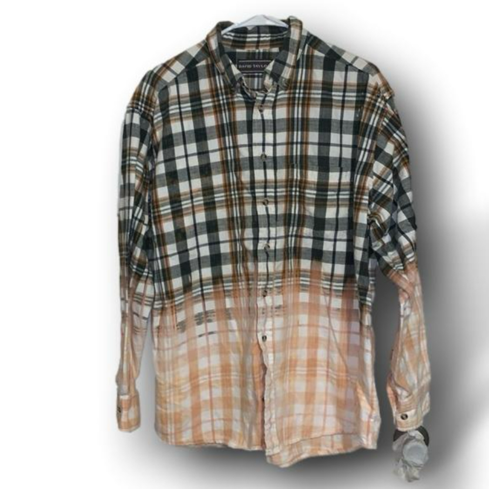 David Taylor flannel bleach Ombre dyed shirt size large